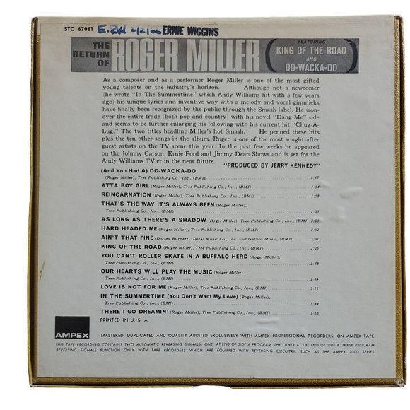 Reel To Reel, Return of Roger Miller, STC 67061, 4 TRACK, King of the Road - Picture 2 of 6